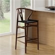 Pemberly Row Danish Design Bar Height Stool in Walnut and Black