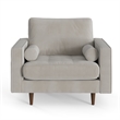 Pemberly Row Contemporary Performance Velvet Arm Chair in Silver