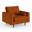 Pemberly Row Contemporary Performance Velvet Arm Chair in Orange