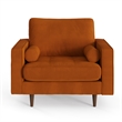 Pemberly Row Contemporary Performance Velvet Arm Chair in Orange