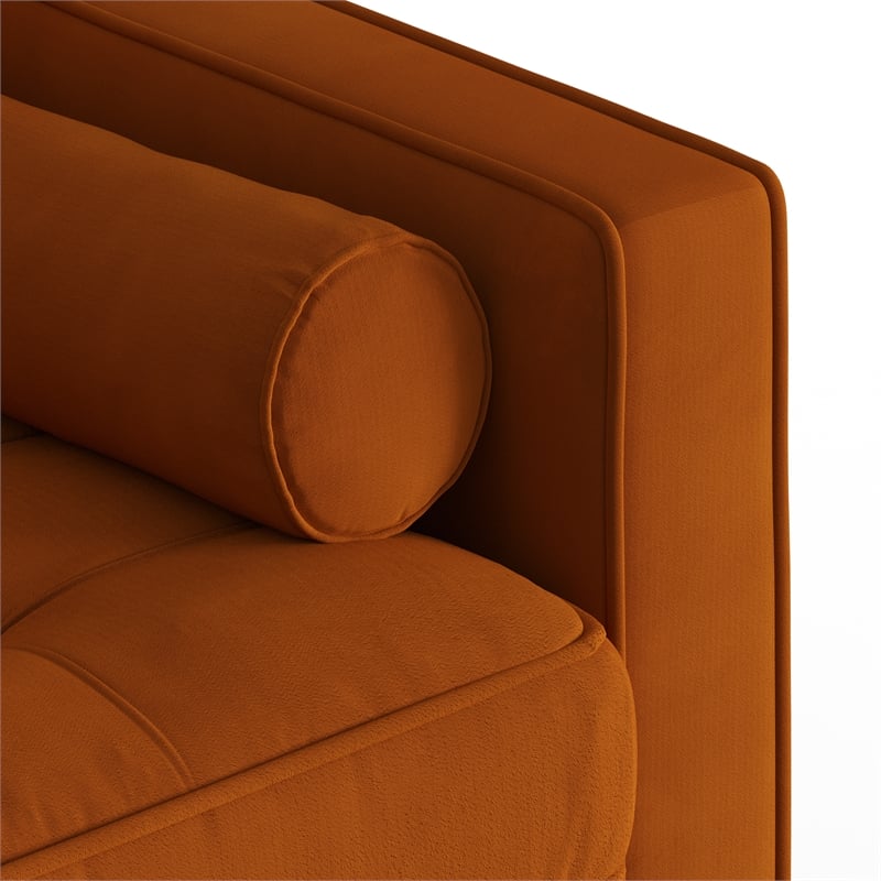 Pemberly Row Contemporary Performance Velvet Arm Chair in Orange