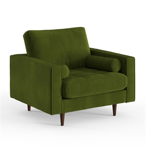 Pemberley Row Velvet Forest Green Arm Chair Button Tufted 41.5&quotW x 34&quotD x 35&quotH Unassembled