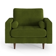 Pemberly Row Contemporary Performance Velvet Arm Chair in Forest