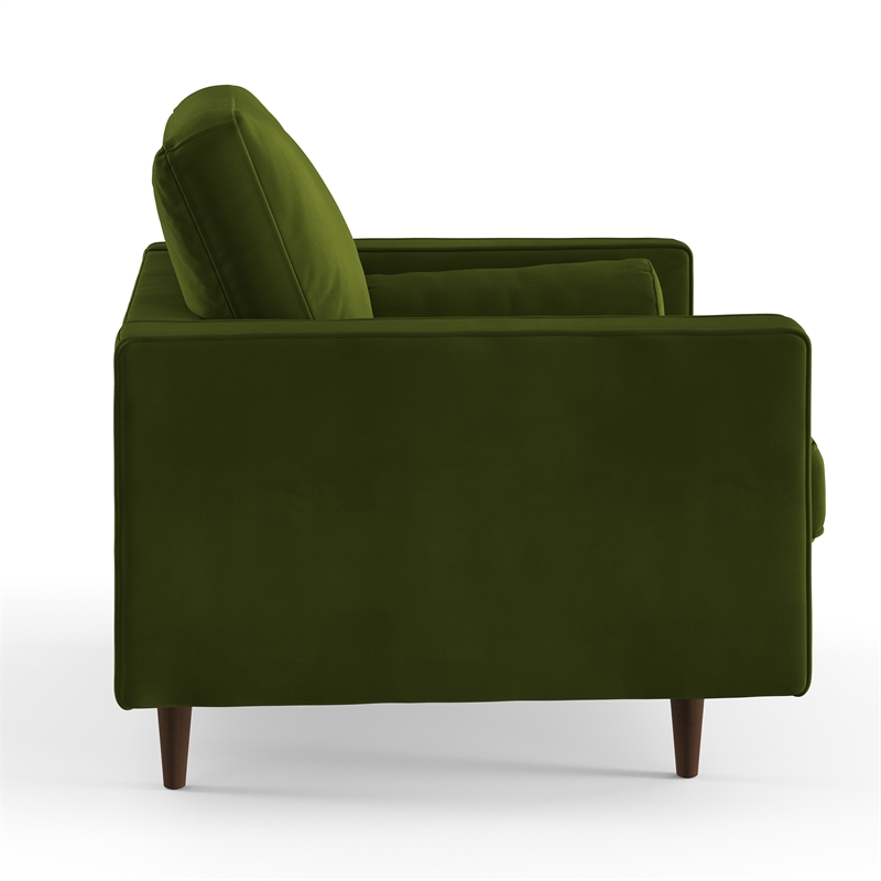 Pemberly Row Contemporary Performance Velvet Arm Chair in Forest