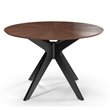Pemberly Row Contemporary Round Dining Table in Black and Walnut