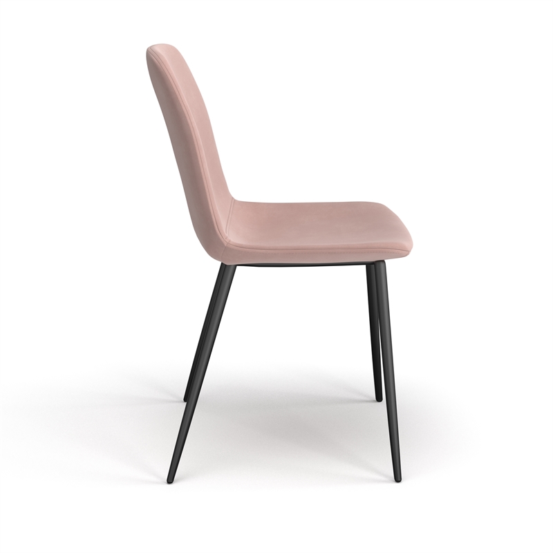 Pemberly Row Contemporary Velvet Side Chairs (Set of 2) in Blush
