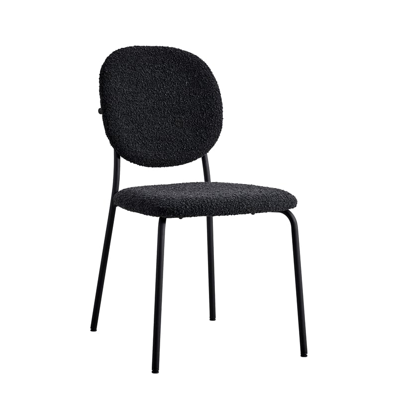 Pemberly Row Contemporary Boucle Side Chairs (Set of 2) in Black