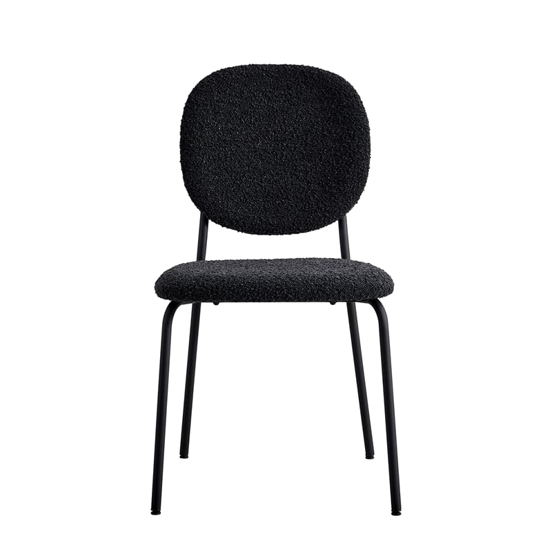Pemberly Row Contemporary Boucle Side Chairs (Set of 2) in Black