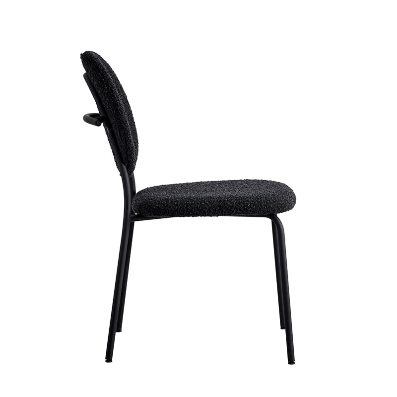 Pemberly Row Contemporary Boucle Side Chairs (Set of 2) in Black