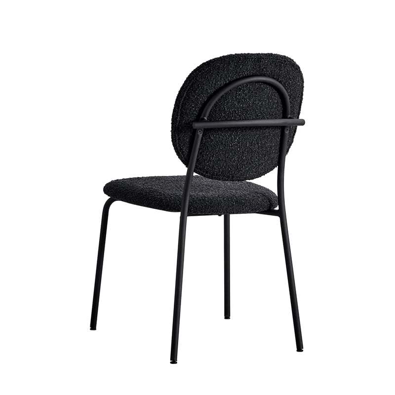 Pemberly Row Contemporary Boucle Side Chairs (Set of 2) in Black