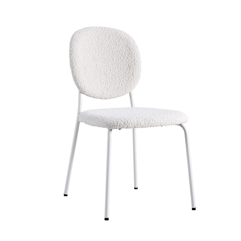Pemberly Row Contemporary Boucle Side Chairs (Set of 2) in White