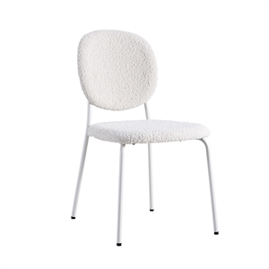 Pemberly Row Contemporary Boucle Side Chairs (Set of 2) in White