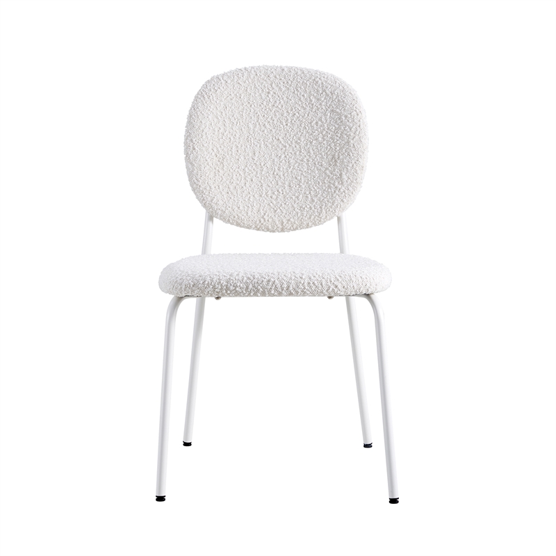 Pemberly Row Contemporary Boucle Side Chairs (Set of 2) in White