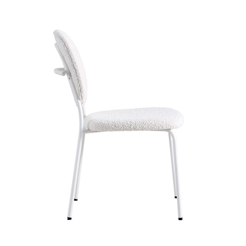 Pemberly Row Contemporary Boucle Side Chairs (Set of 2) in White