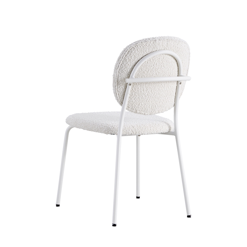 Pemberly Row Contemporary Boucle Side Chairs (Set of 2) in White