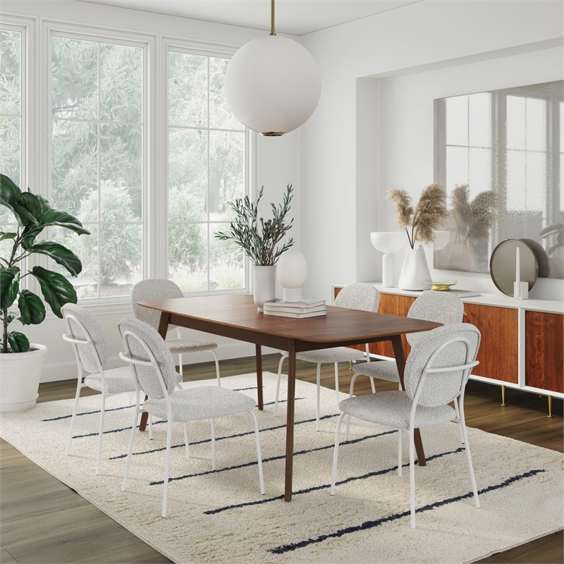 Pemberly Row Contemporary Boucle Side Chairs (Set of 2) in White