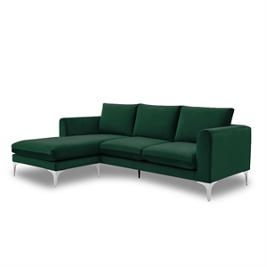 Pemberly Row Contemporary Velvet Reversible Sectional in Emerald
