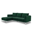 Pemberly Row Contemporary Velvet Reversible Sectional in Emerald