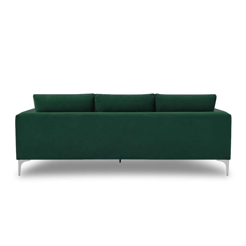 Pemberly Row Contemporary Velvet Reversible Sectional in Emerald