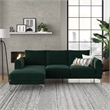 Pemberly Row Contemporary Velvet Reversible Sectional in Emerald