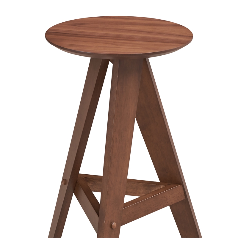 Pemberly Row Contemporary Bar Height Stools (Set of 2) in Walnut