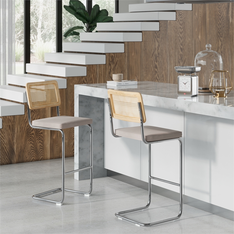Pemberly Row Contemporary Bar Height Stools - (Set of 2) in Gray