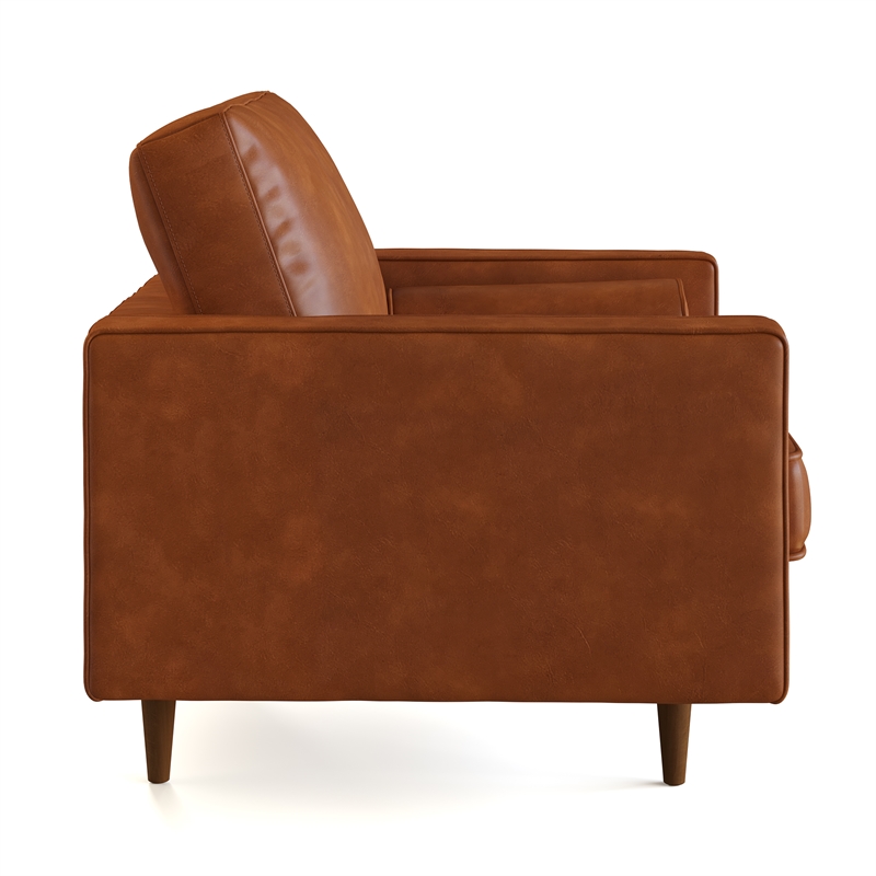 Pemberly Row Modern Upholstered Vegan Leather Arm Chair in Brown