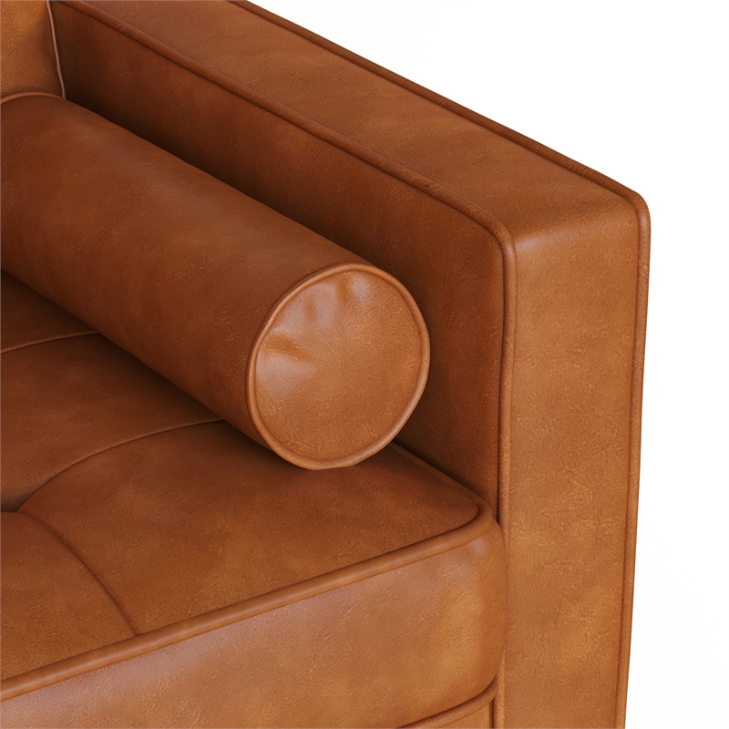 Pemberly Row Modern Upholstered Vegan Leather Arm Chair in Brown