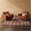 Pemberly Row Modern Upholstered Vegan Leather Arm Chair in Brown
