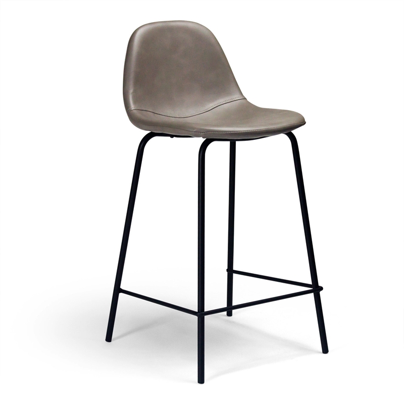 Pemberly Row Vegan Leather Counter Height Stools (Set of 2) in Smoke