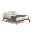 Pemberly Row Modern Walnut Curved Upholstered Full-Size Bed in Walnut