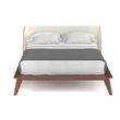Pemberly Row Modern Walnut Curved Upholstered Full-Size Bed in Walnut