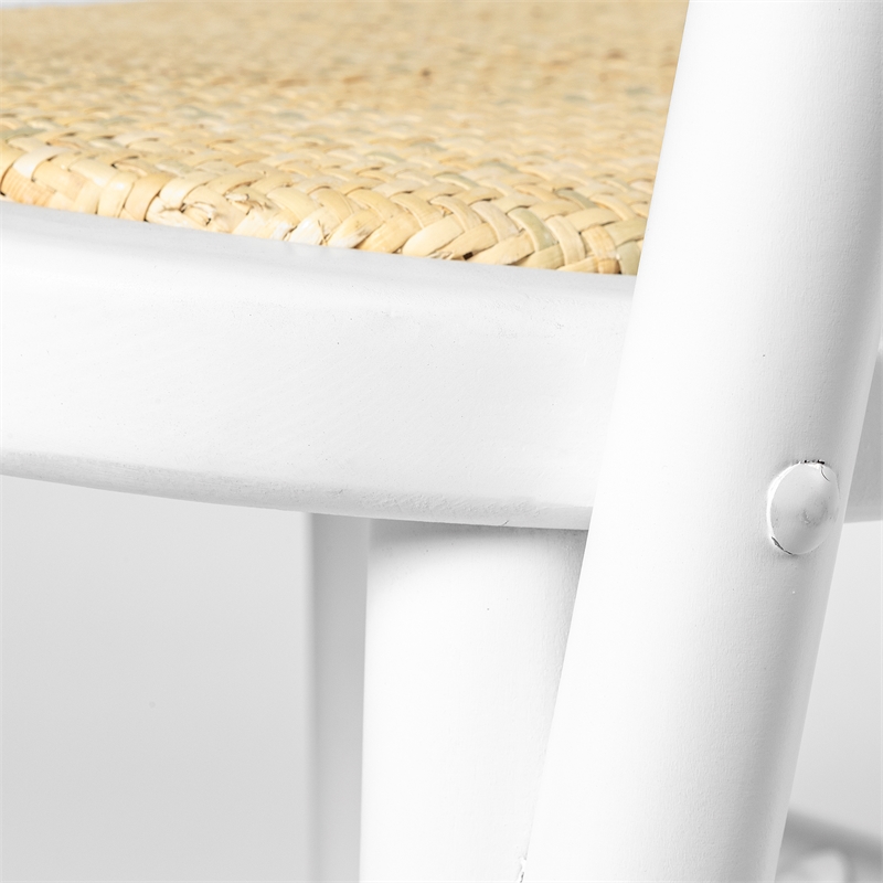Pemberly Row Solid Wood with Natural Cane Side Chairs (Set of 2) in White