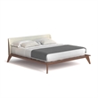 Pemberly Row Modern Walnut Curved Upholstered King-Size Bed in Walnut