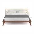 Pemberly Row Modern Walnut Curved Upholstered King-Size Bed in Walnut