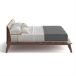 Pemberly Row Modern Walnut Curved Upholstered King-Size Bed in Walnut