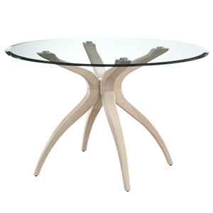 Pemberly Row Round Glass Dining Table w/ White Wash Base in Light Oak