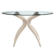 Pemberly Row Round Glass Dining Table w/ White Wash Base in Light Oak