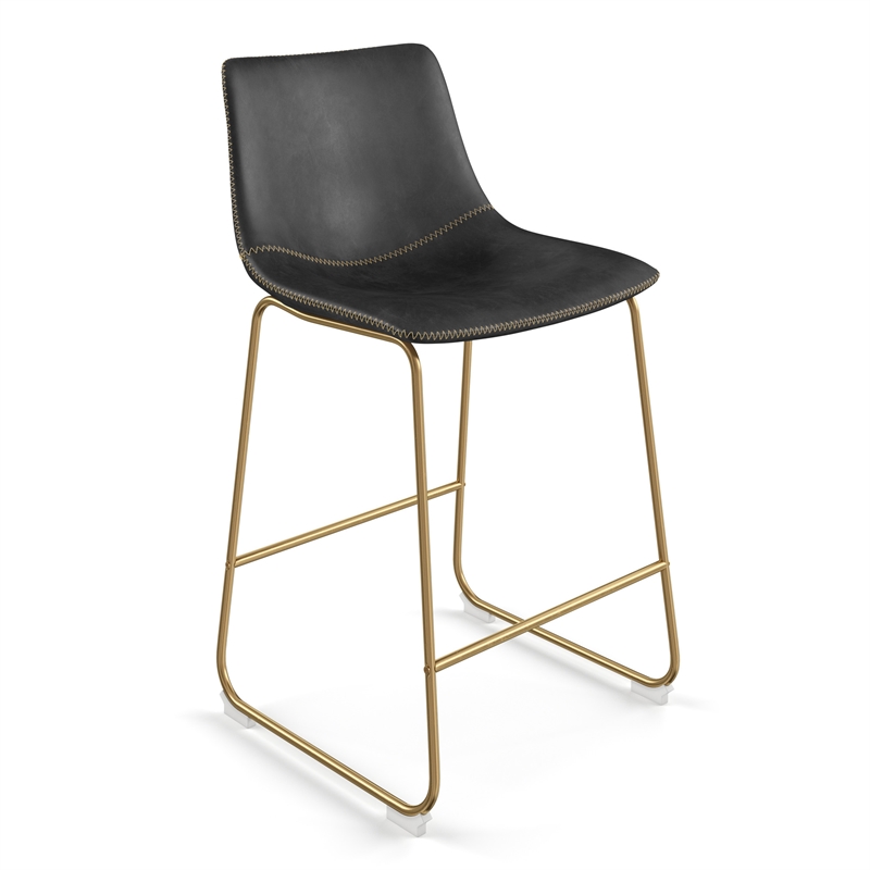 Pemberly Row Counter Height Stool with Gold Frame (Set of 2) in Black