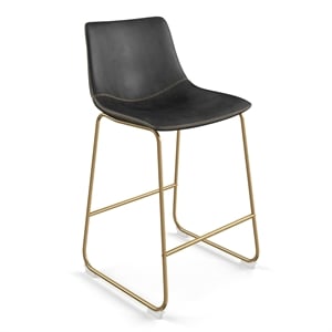 Pemberly Row Counter Height Stool with Gold Frame (Set of 2) in Black