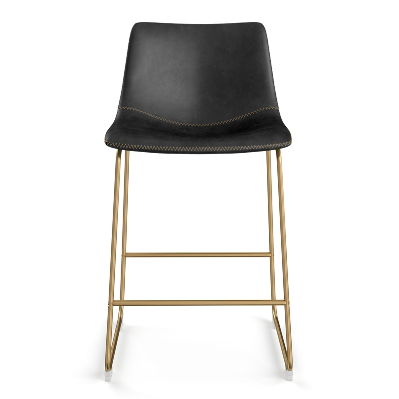 Pemberly Row Counter Height Stool with Gold Frame (Set of 2) in Black