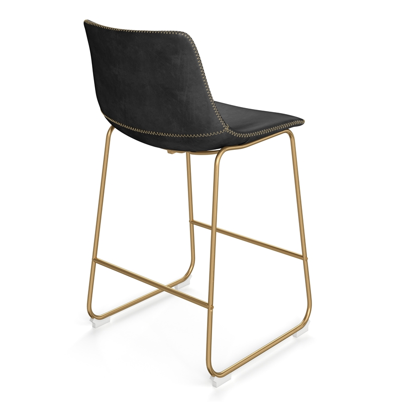 Pemberly Row Counter Height Stool with Gold Frame (Set of 2) in Black