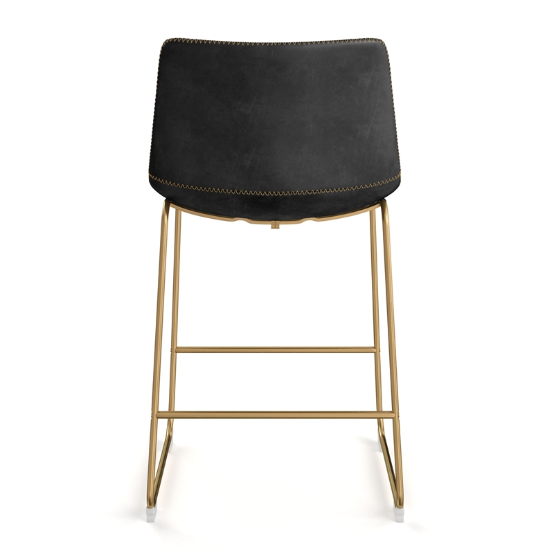Pemberly Row Counter Height Stool with Gold Frame (Set of 2) in Black
