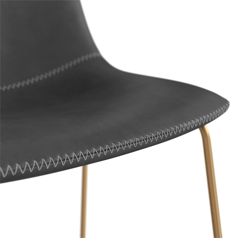 Pemberly Row Counter Height Stool with Gold Frame (Set of 2) in Black