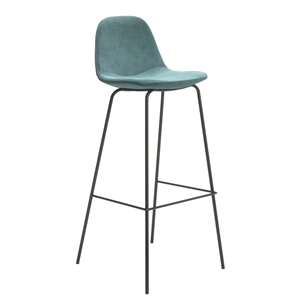 Pemberly Row Performance Velvet Bar Height Stools (Set of 2) in Ocean