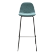 Pemberly Row Performance Velvet Bar Height Stools (Set of 2) in Ocean