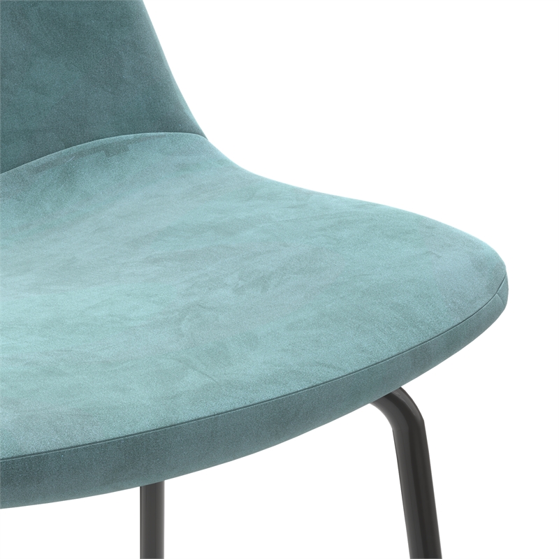 Pemberly Row Performance Velvet Bar Height Stools (Set of 2) in Ocean
