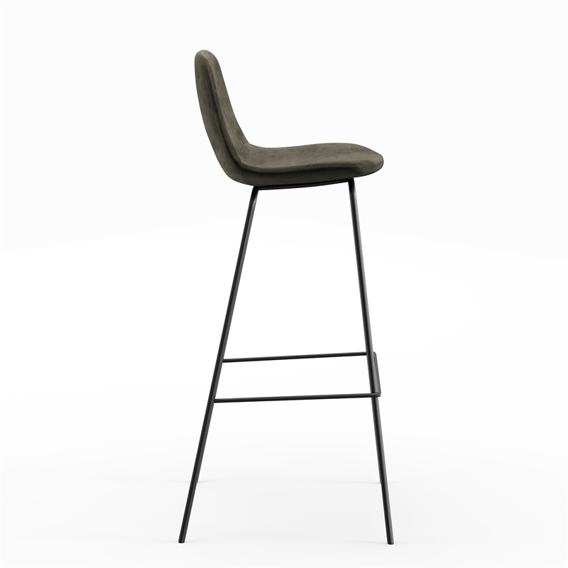 Pemberly Row Performance Velvet Bar Height Stools (Set of 2) in Smoke
