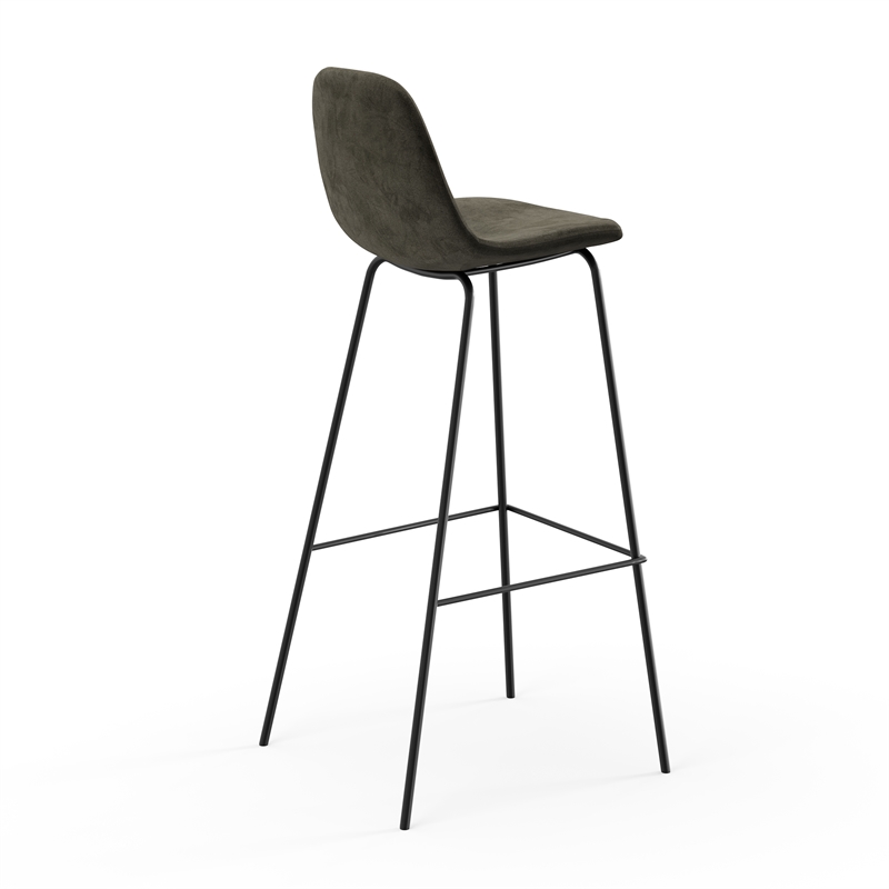 Pemberly Row Performance Velvet Bar Height Stools (Set of 2) in Smoke