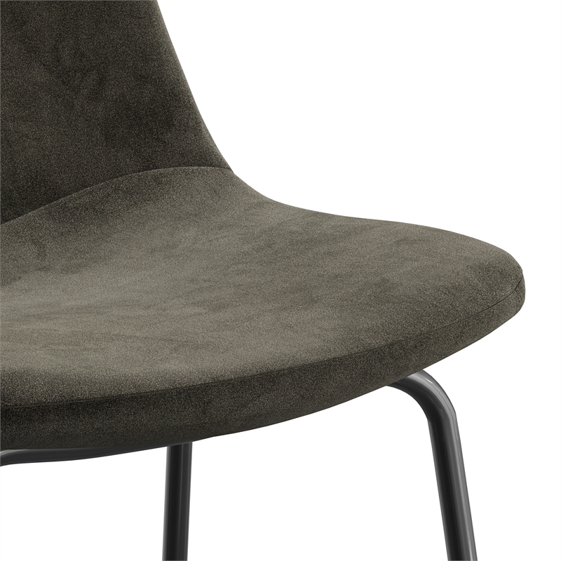 Pemberly Row Performance Velvet Bar Height Stools (Set of 2) in Smoke
